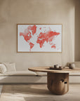 Plakat - World map with outlined countries, Coralinah