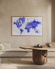 Plakat - Watercolor world map with cities, Uyen