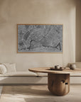 Plakat - Gray vintage map of Strasbourg downtown France