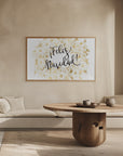 Plakat - Feliz Navidad with golden flowers