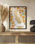 Plakat - California map with watercolor poppies