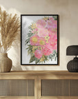 Plakat - Rekha floral art in light pink watercolor
