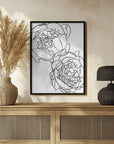 Plakat - Sally's peonies in black and white