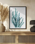 Plakat - Watercolor eucalyptus branch in teal