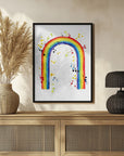 Poster - Rainbow watercolor with splatters