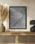 Plakat - Gray vintage map of Munich downtown Germany