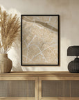 Poster - Map of Zaragoza downtown (Spain) in sepia vintage style