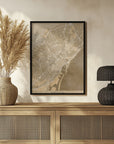 Poster - Map of Barcelona (Spain) in sepia vintage style
