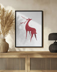 Poster - Stylized retro deer (red)