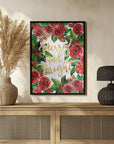Plakat - Merry and bright holiday roses