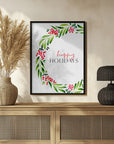Poster - Happy holidays watercolor wreath