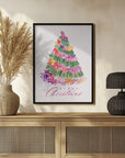 Poster - Floral Christmas tree in pink