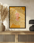 Plakat - Berit abstract in ochre and pink