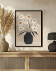 Poster - White Flowers in Black Vase