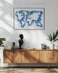 Plakat - Blue strokes world map
