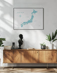 Plakat - Aquamarine watercolor Japan map