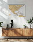 Plakat - Golden map of USA and Mexico