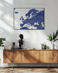 Plakat - Navy blue detailed map of Europe