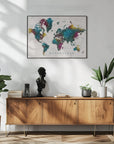 Plakat - Charleena world map with cities, Wanderlust