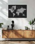 Poster - Gray world map with cities, Baibah