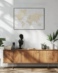 Plakat - Soft florals world map with cities, Remy