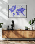Plakat - Watercolor world map with cities, Uyen