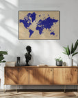 Plakat - Rustic world map with cities, Korinne