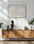 Plakat - Rustic world map with cities, Deuce