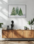 Poster - Three watercolor Christmas trees