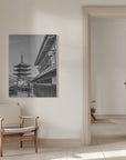 Canvas - Historic Kyoto with Yasaka Pagoda - monochrome - Admen.dk