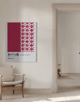 Canvas - Traditional Japanese flower pattern and calligraphy, deep red - Admen.dk