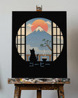 Canvas - Coffee Cat In Mt. Fuji - Admen.dk