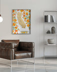 Plakat - California map with watercolor poppies