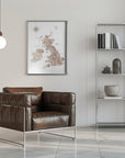 Plakat - Taupe map of the United Kingdom