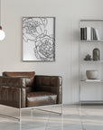 Plakat - Sally's peonies in black and white