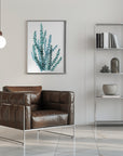 Plakat - Watercolor eucalyptus branch in teal