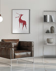 Poster - Stylized retro deer (red)