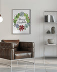 Plakat - Cacti and succulent merry Christmas wreath