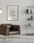 Plakat - Holiday wishes with gold flowers