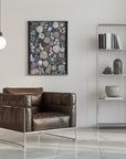 Poster - Ragni moody flowers in white