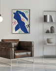 Poster - Blue cut out abstract figure
