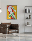 Poster - Blue cut out abstract figure 02