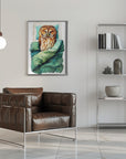 Plakat - Animal Watercolor Art Bird Sleeping Owl - Justyna Jaszke