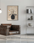 Poster - White Flowers in Black Vase