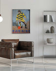 Plakat - Yellow Striped Soccer Player