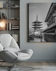 Canvas - Historic Kyoto with Yasaka Pagoda - monochrome - Admen.dk