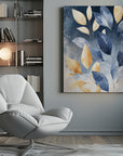 Canvas - Abstract Leaves in Blue 3 - Admen.dk