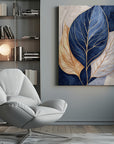 Canvas - Abstract Leaves in Blues 2 - Admen.dk