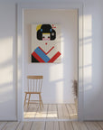 Canvas - Geisha Girl Geometric Illustration - Admen.dk