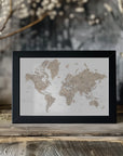 Plakat - Detailed world map with cities, Abey